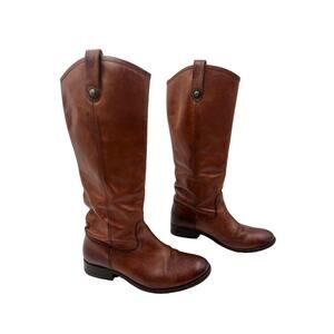Frye Cox Knee High Leather Boots Cognac Brown Tall Equestrian